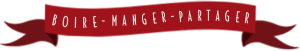 banderole rouge slogan " boire, manger, partager" restaurant bistrot coeur de vendée