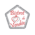Logo bistrot coeur de Vendée, losange gris, écriture rouge, coeur de Vendée rouge et gris restaurant